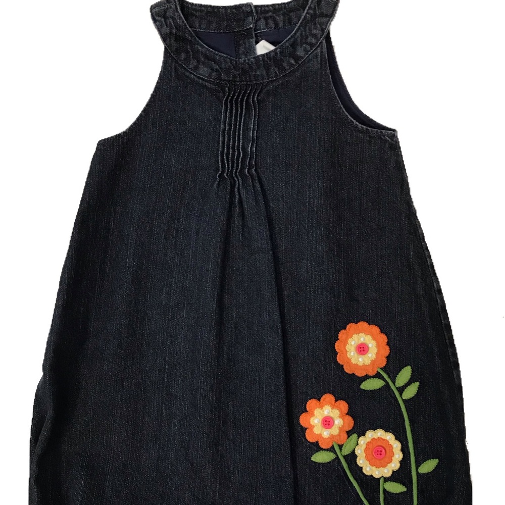 Girls Denim Floral Dress